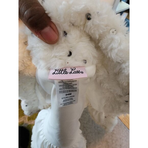 Little Lass Girls Faux Fur Vest With Rhinestones & Floral Accents Size 24M White - Picture 3 of 4